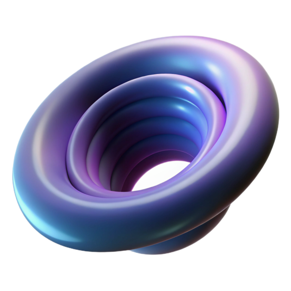 Abstract 3D Render Swirling Purple and Blue Torus png