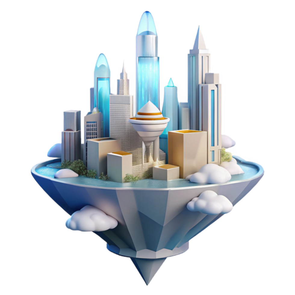 beautiful traditional Futuristic Cityscape Floating Metropolis on Diamond Island exclusive png