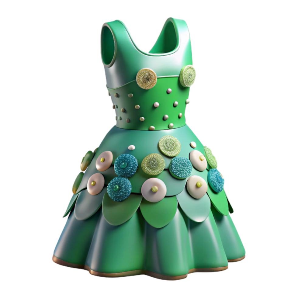 impressive contemporary Green Dress with Decorative Embellishments professional png
