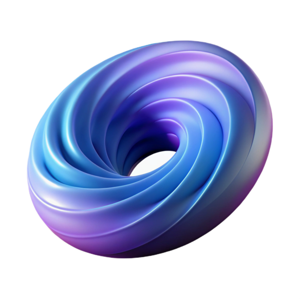 beautiful minimalist Abstract Swirling 3D Torus, Gradient Colors detailed png