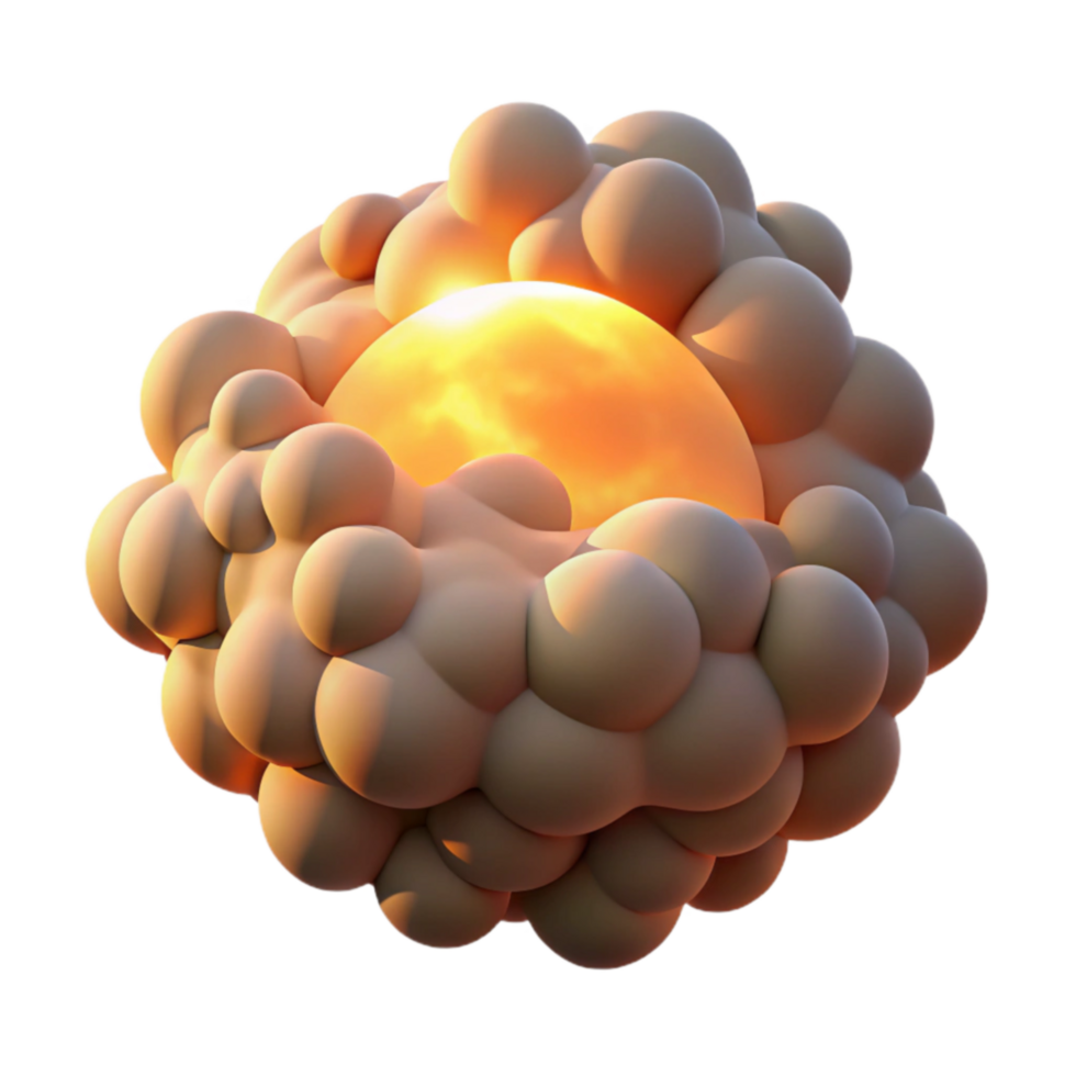 beautiful creative Abstract 3D Render Glowing Sphere in Cellular Structure original png
