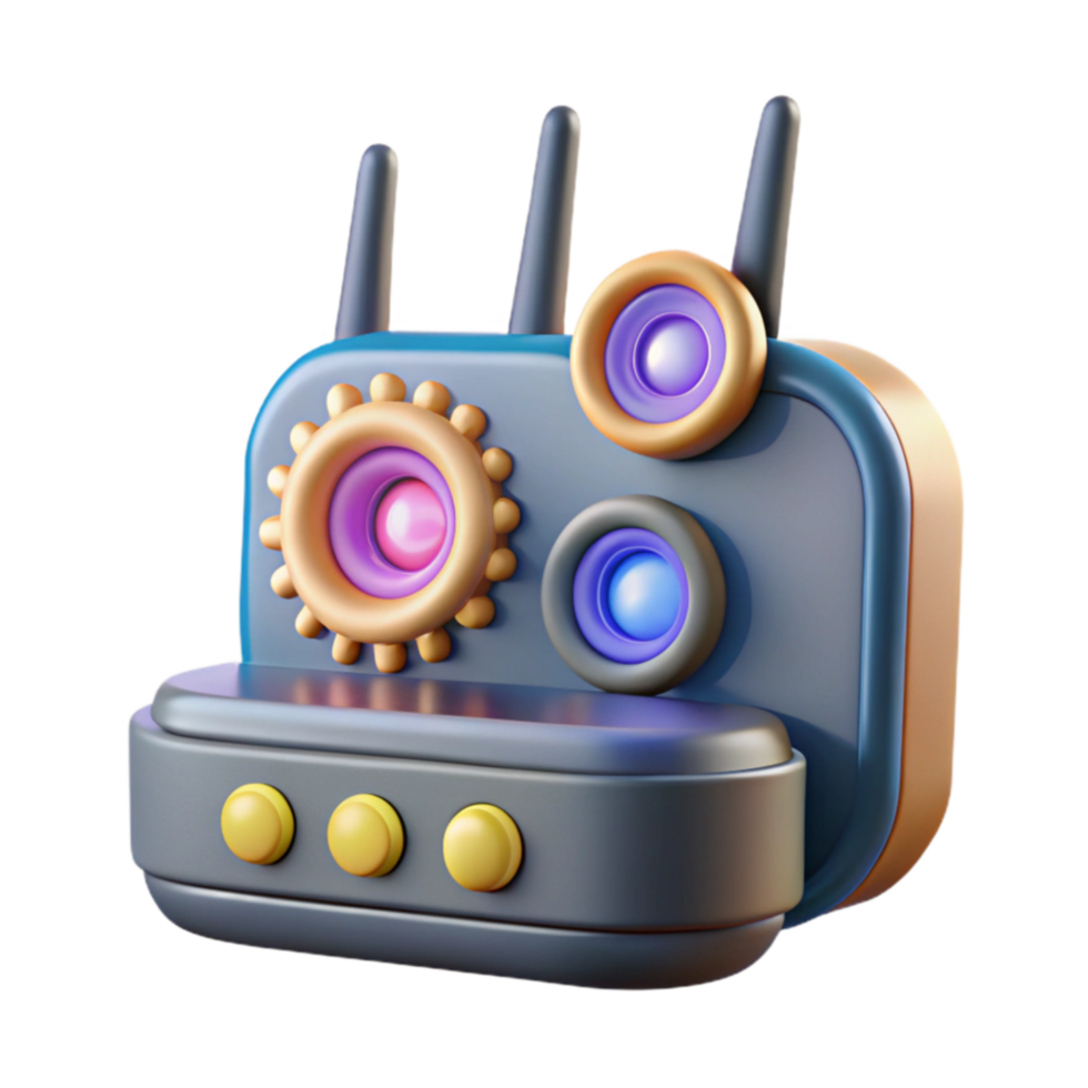 3D Render of a Futuristic Device with Antennas png