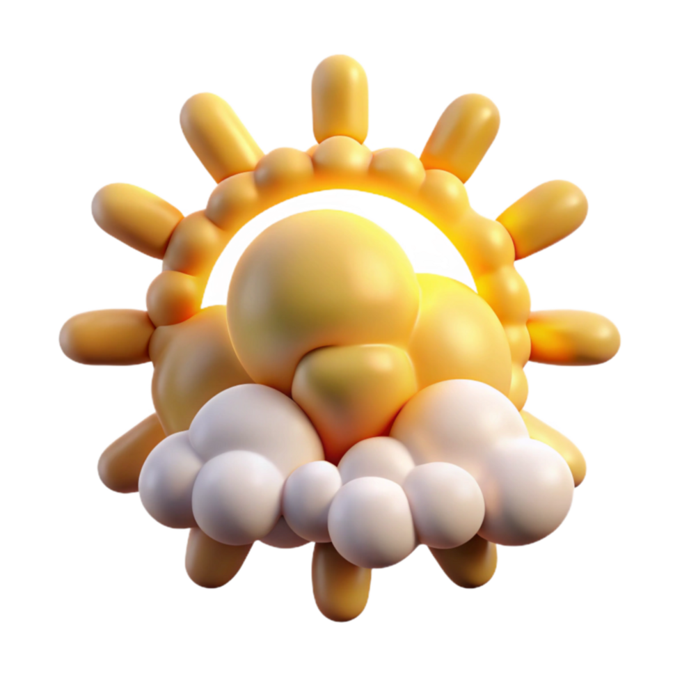 elegant rustic 3D Render Sun and Cloud, Cartoon Style high quality png