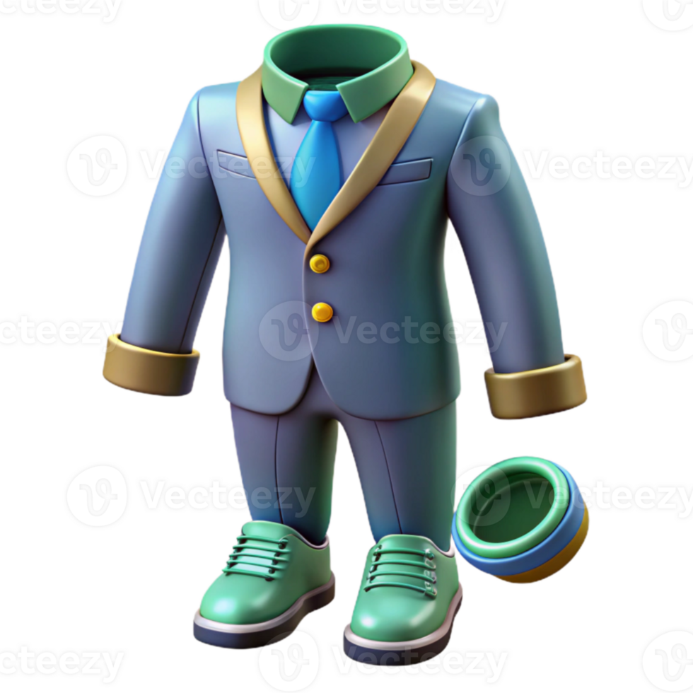 3D Render of Headless Suit and Shoes png