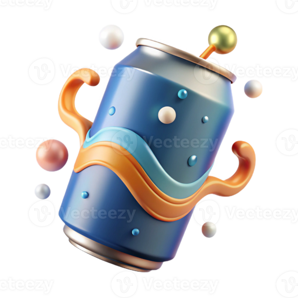 Fizzy Soda Can with Abstract Splashes png