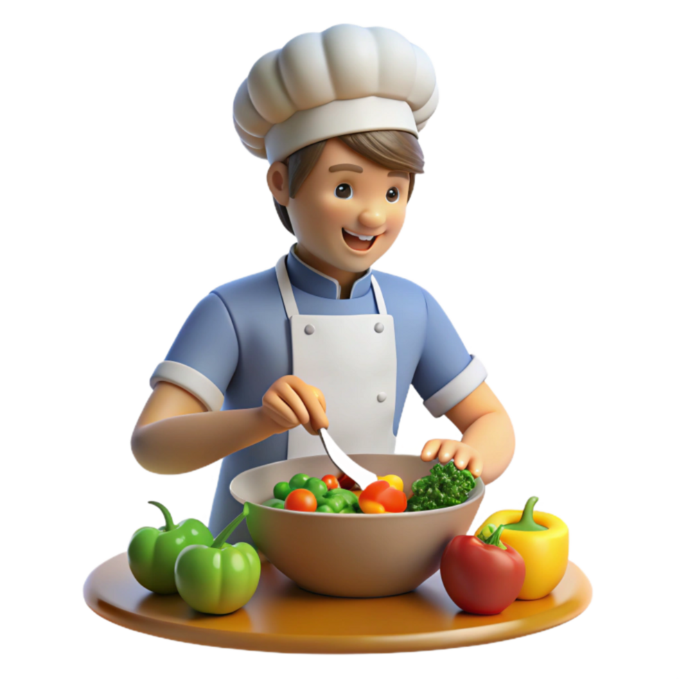 elegant minimalist Chef Preparing a Fresh Vegetable Salad exclusive png