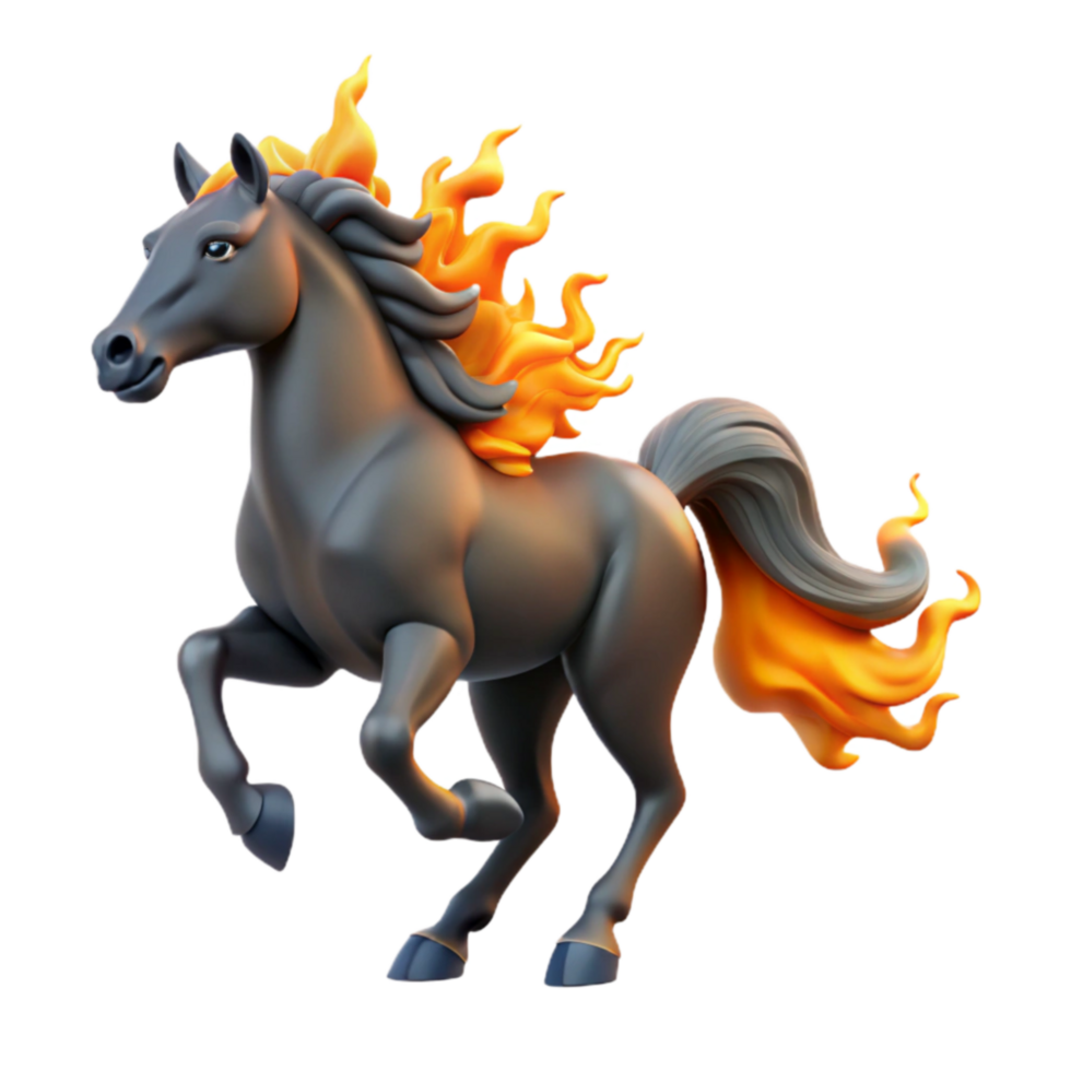 serene creative Fiery Horse 3D Render of a Mythical Creature professional png