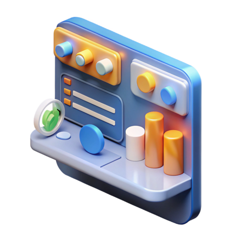 interaktiv data instrumentbräda 3d ui design png