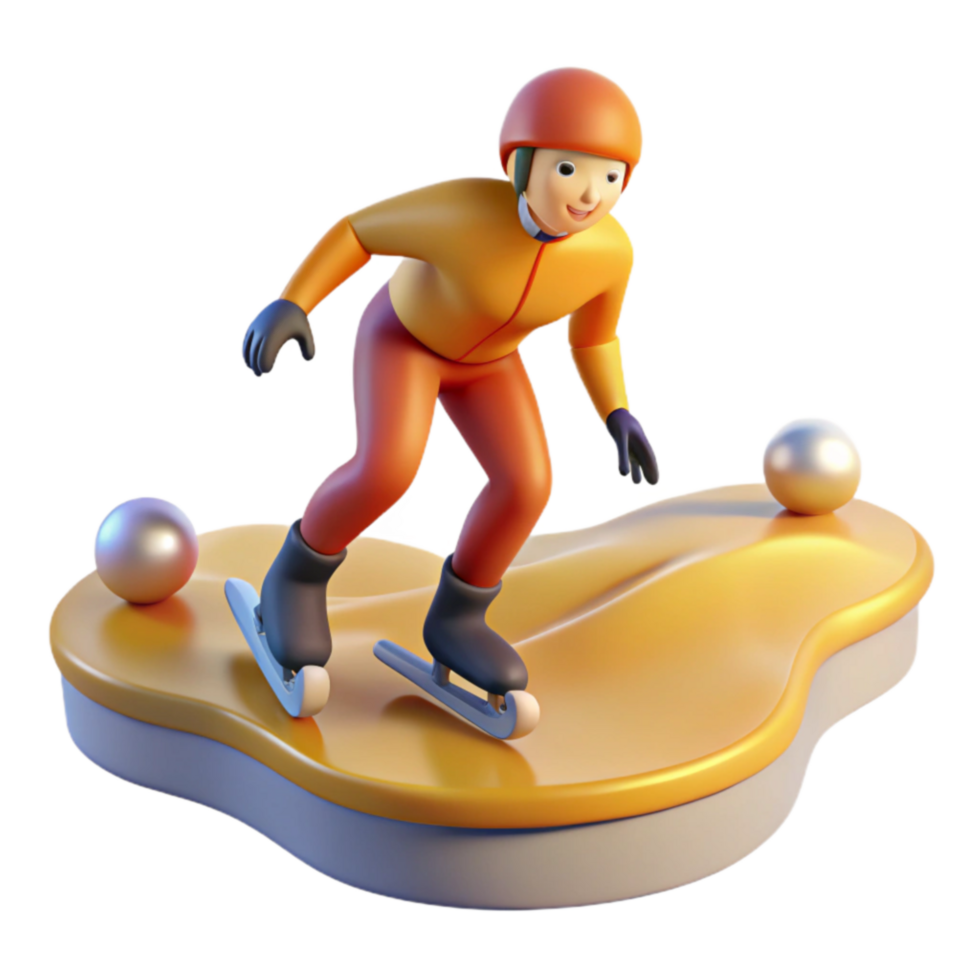 impressive artistic 3D Render of Ice Skater on Abstract Surface high quality png