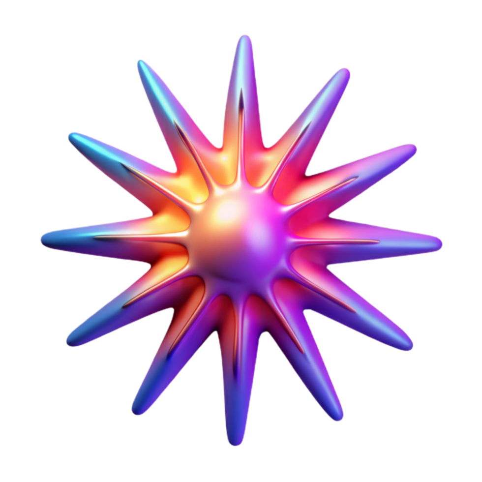 beautiful minimalist Abstract Iridescent Starburst 3D Render premium png