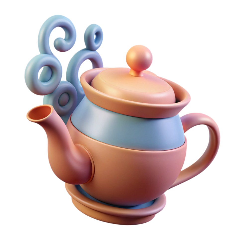impressive creative Pastel Teapot 3D Render Cute Kitchenware Design original png