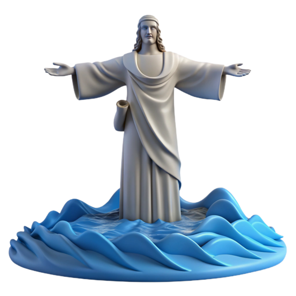 stunning abstract Spiritual Figure Standing on Water 3D Render professional png