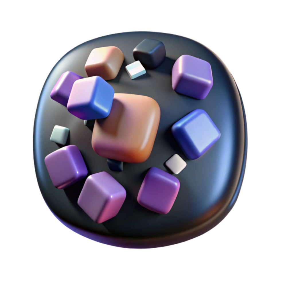 serene vintage Abstract 3D Render Colorful Cubes on Sphere original png