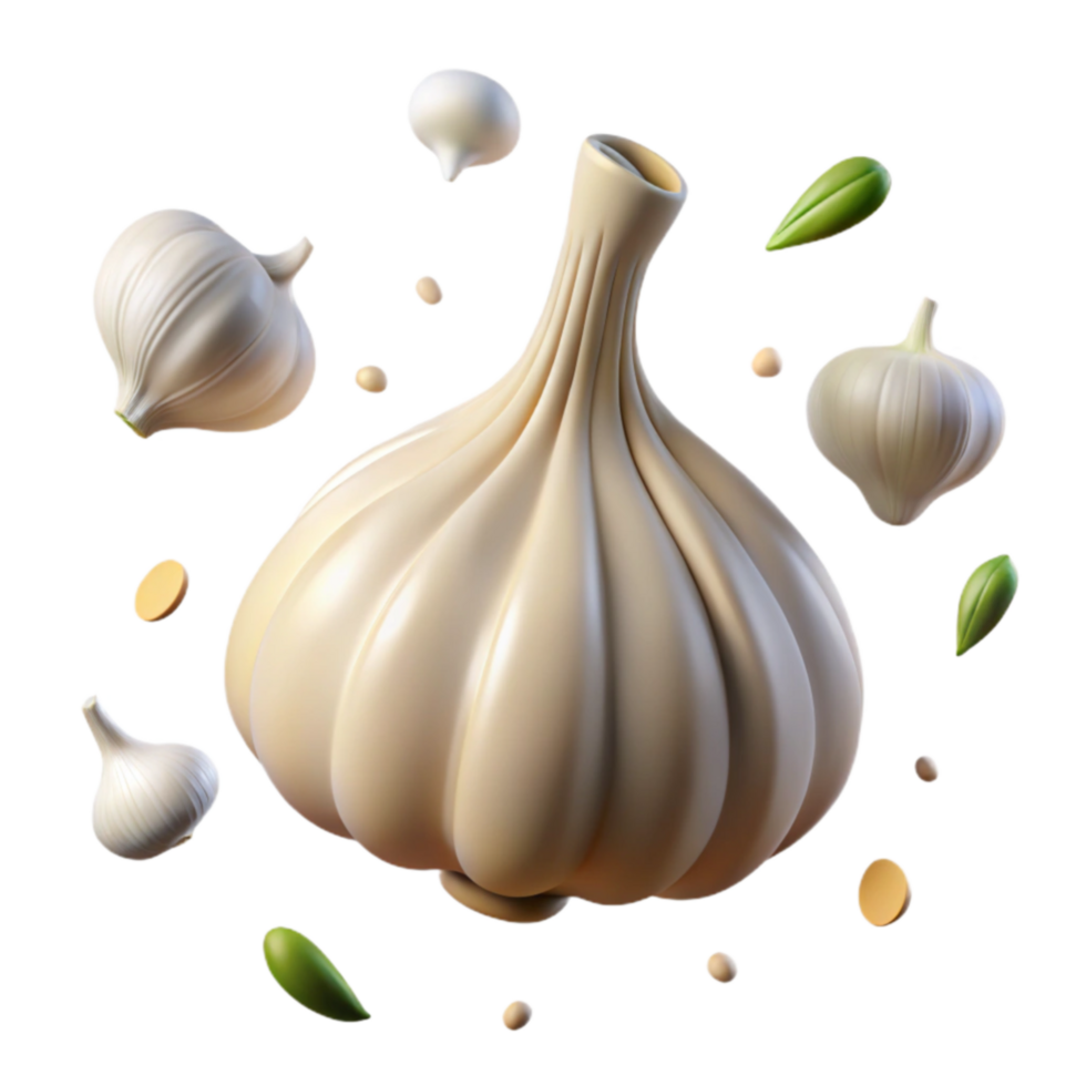 vibrant rustic Fresh Garlic Cloves and Bulb Culinary Uses premium png
