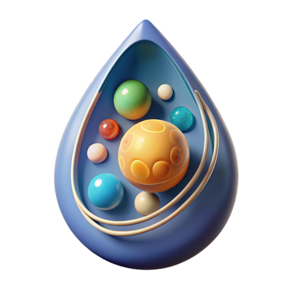 vibrant artistic Abstract Cell Structure Colorful 3D Render of Internal Organelles high quality png
