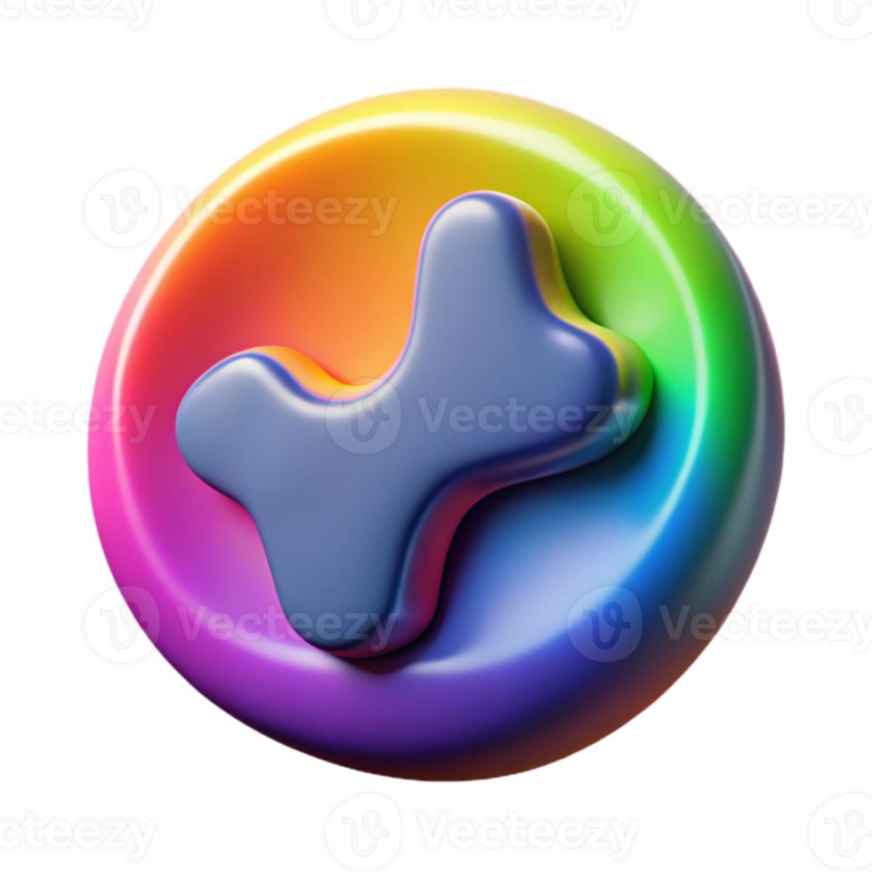 Abstract Colorful 3D Bone Icon Design png