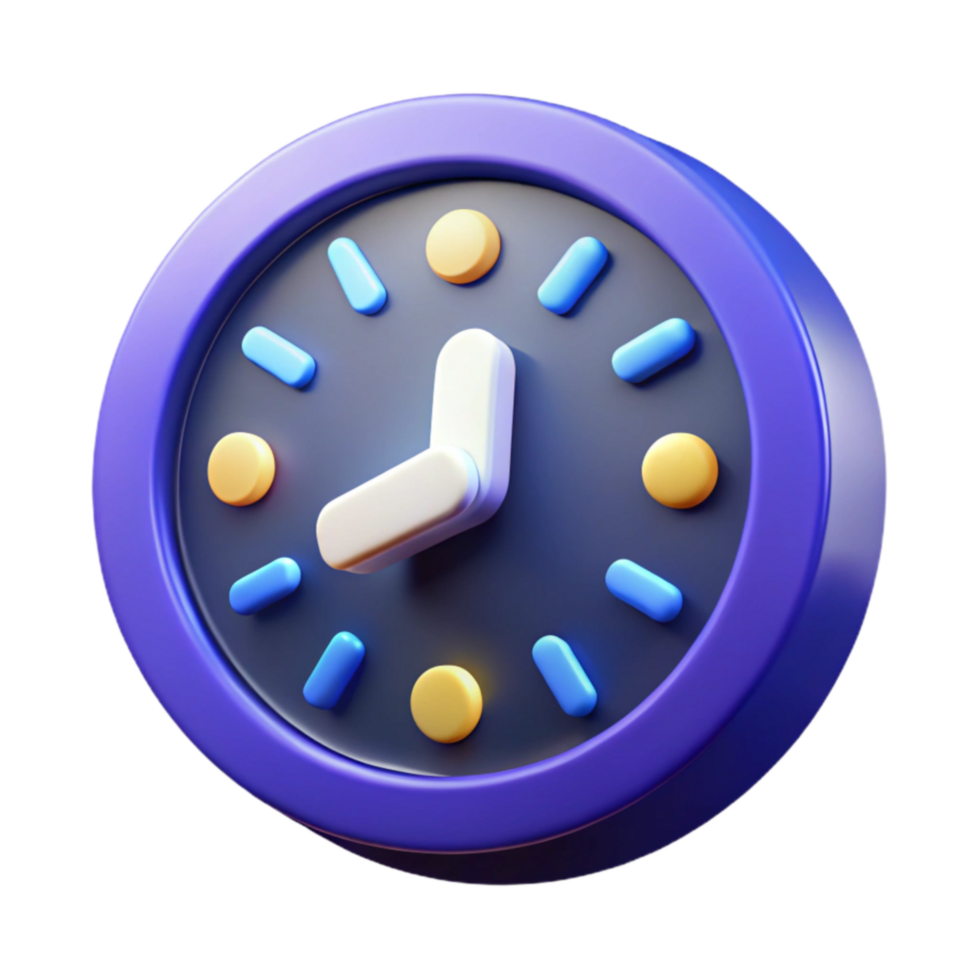 serene artistic 3D Clock Icon Time Management Scheduling App Design 4K png
