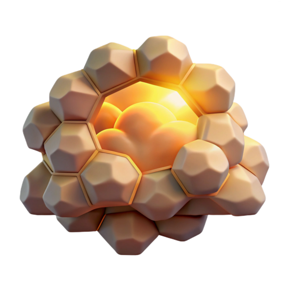 elegant minimalist Abstract 3D Honeycomb Structure with Glowing Core high quality png