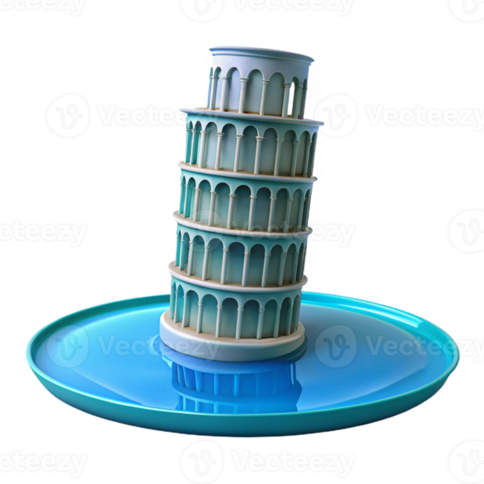 Miniature Leaning Tower in Water Dish png