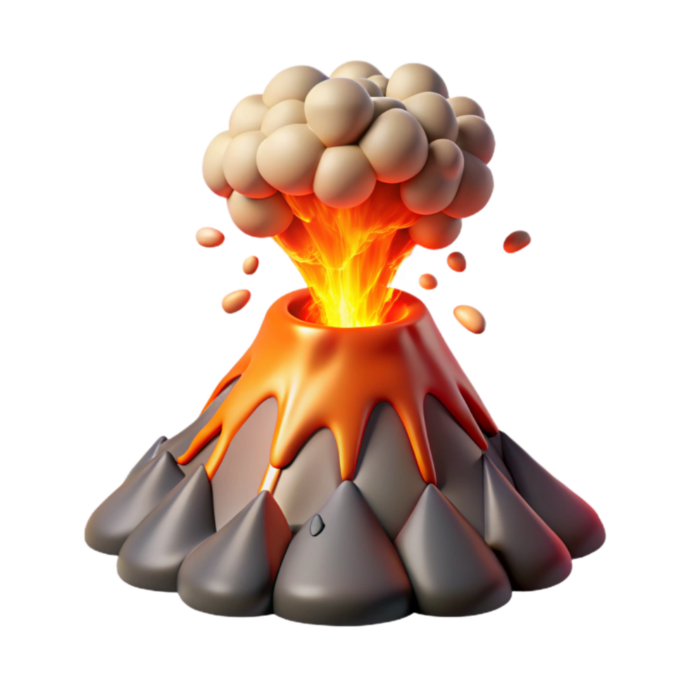 stunning artistic Volcanic Eruption 3D Render of Lava and Ash high resolution png