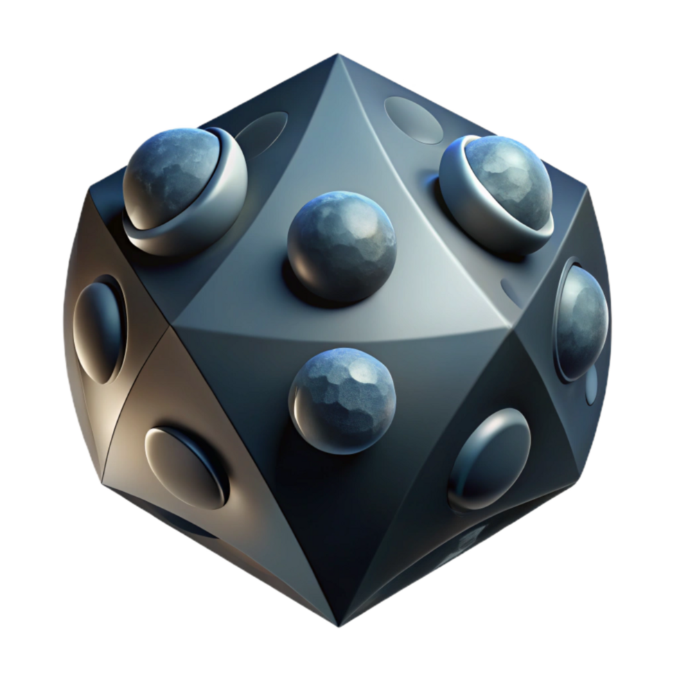 Abstract Geometric 3D Model Dark Gray Icosahedron with Spheres png