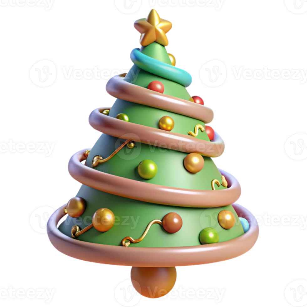 3D Render of Festive Christmas Tree with Ornaments png