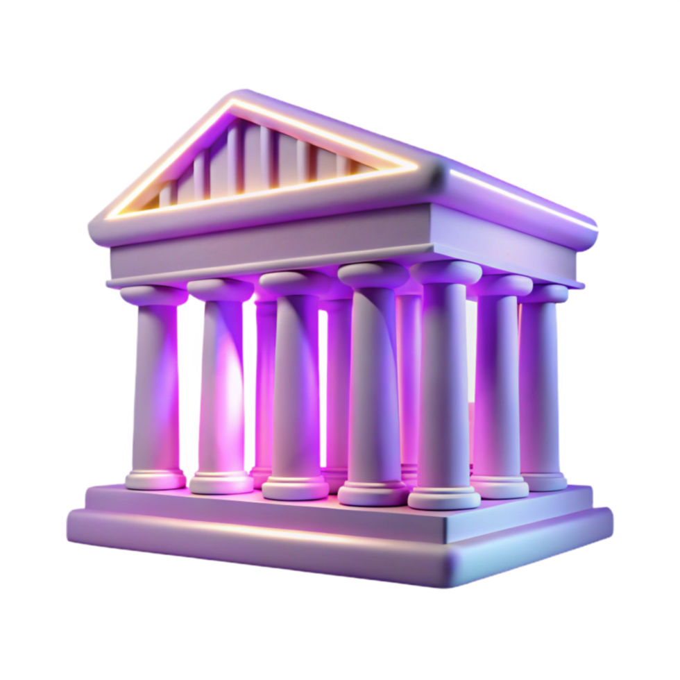 Neoclassical Temple 3D Model Columns, Pediment, and Lighting png