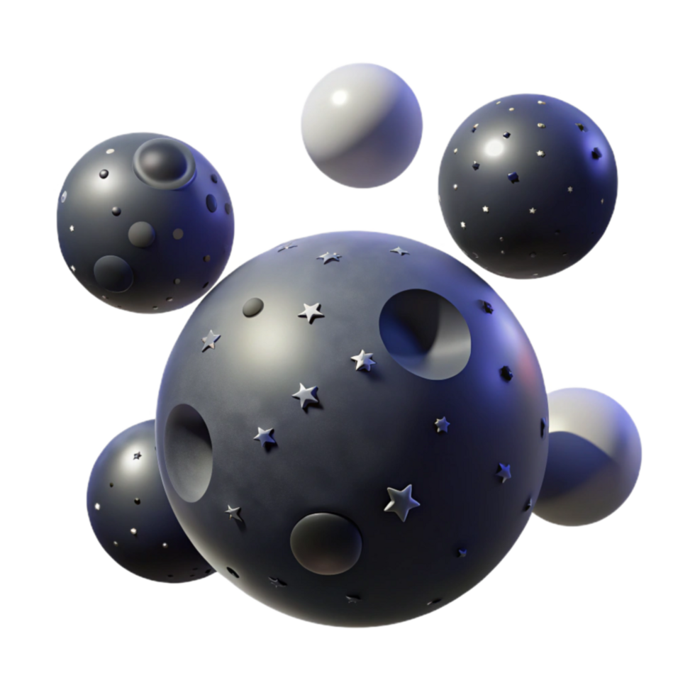 wonderful contemporary Cosmic Sphere Cluster 3D Render of Celestial Bodies 4K png
