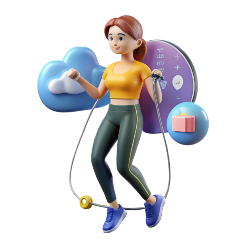 vibrant rustic Jump Rope Fitness Fun, Cloud-Based Workout original png