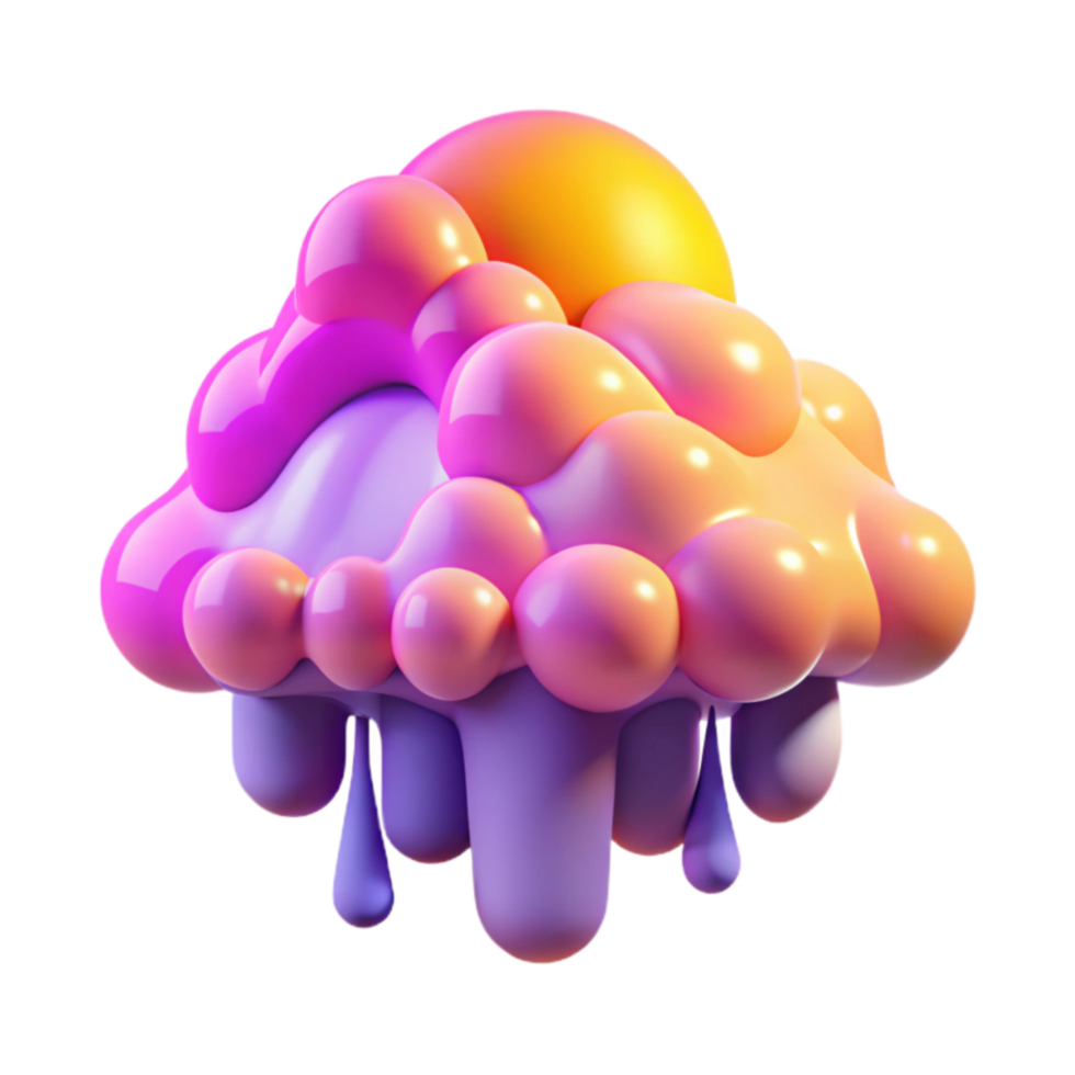 Abstract Dripping Bubble Cloud 3D Render png