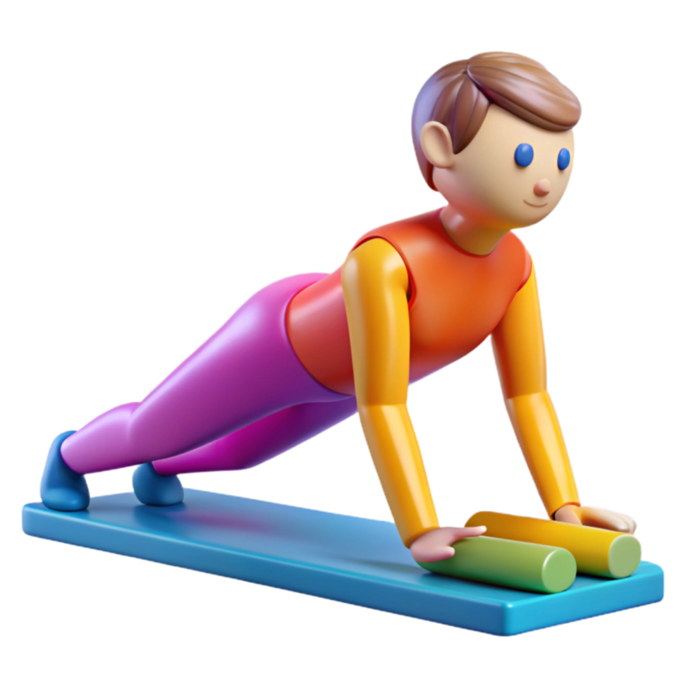 impressive abstract 3D Render of Person Doing Plank Exercise authentic png