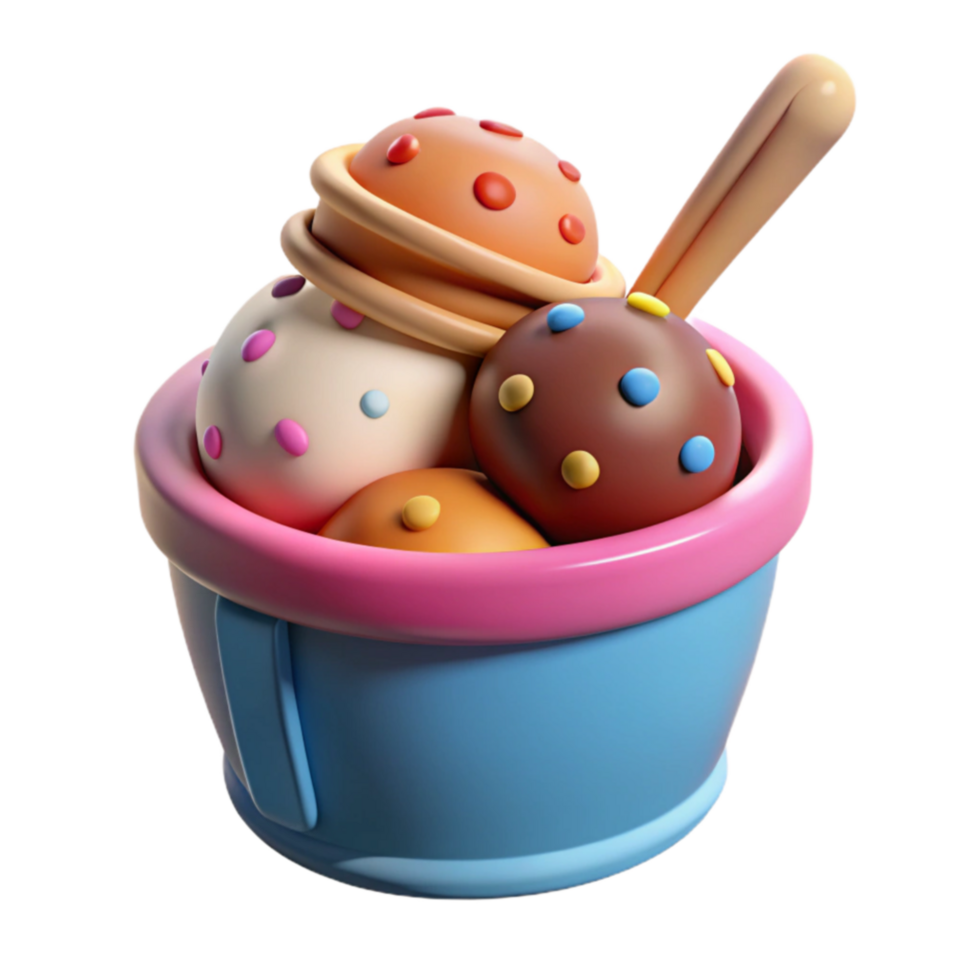impressive abstract Colorful Ice Cream Treat in a Cup detailed png