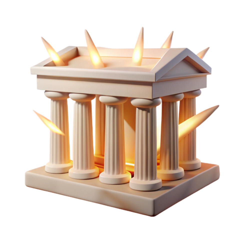 Temple Under Siege 3D Render of Classic Architecture Attacked png