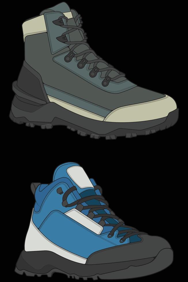 a pair of sneakers with different colors and sizes vector