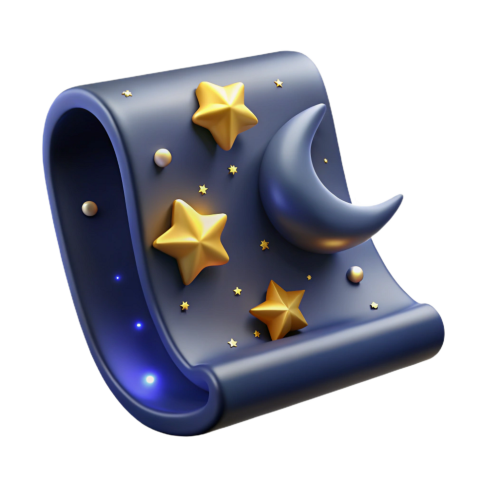 Night Sky Scroll 3D Render of Celestial Design png