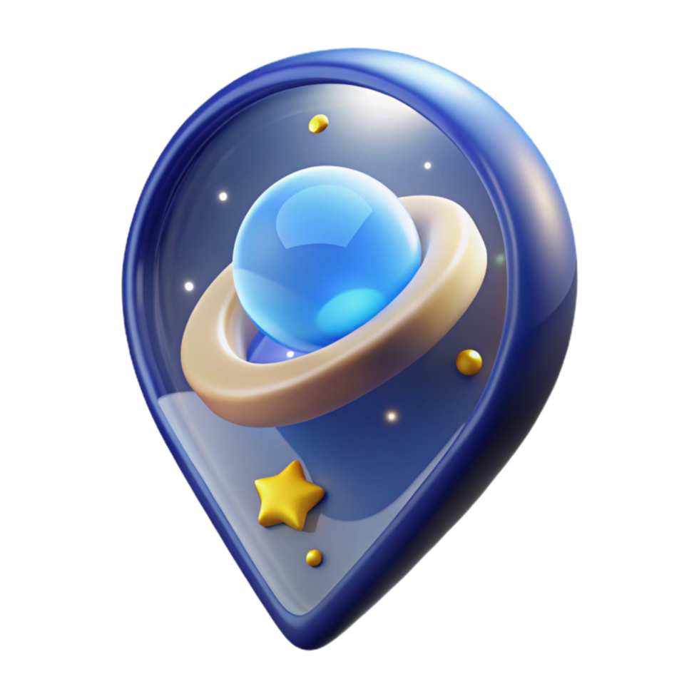 impressive rustic Cosmic Navigation 3D Planet Location Icon detailed png