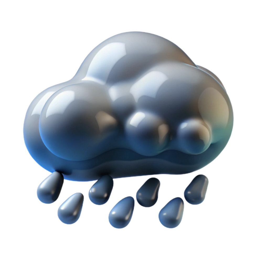impressive abstract Rainy Cloud 3D Render Digital Weather Icon authentic png