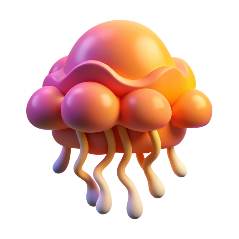 elegant abstract 3D Render of a Colorful Cartoon Cloud authentic png