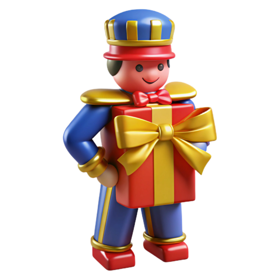 3D Render Toy Soldier with Gift png