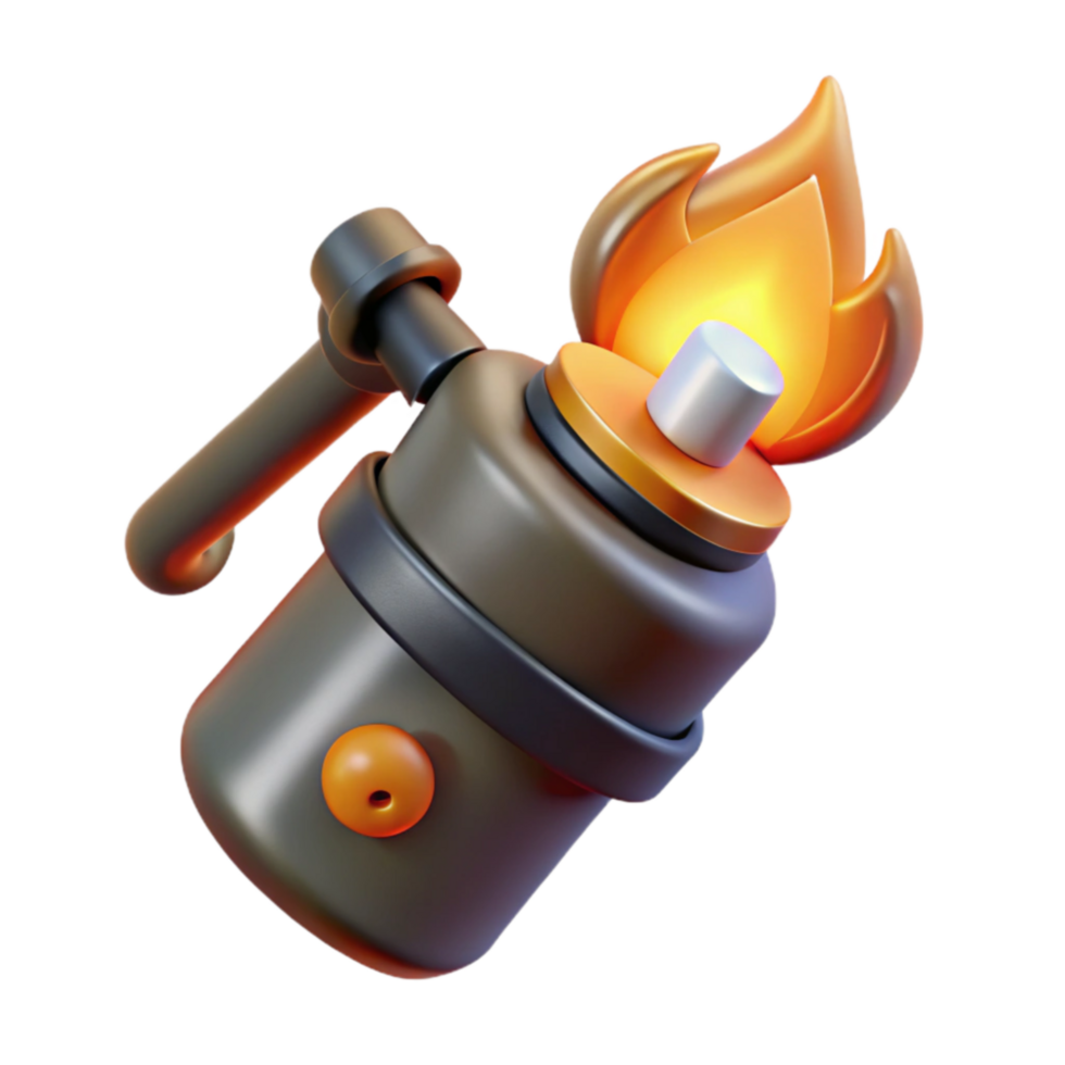 beautiful minimalist Flaming Torch 3D Model Realistic Render 4K png