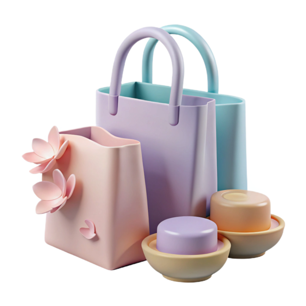 Pastel Shopping Bags Soaps Springtime Retail Display png
