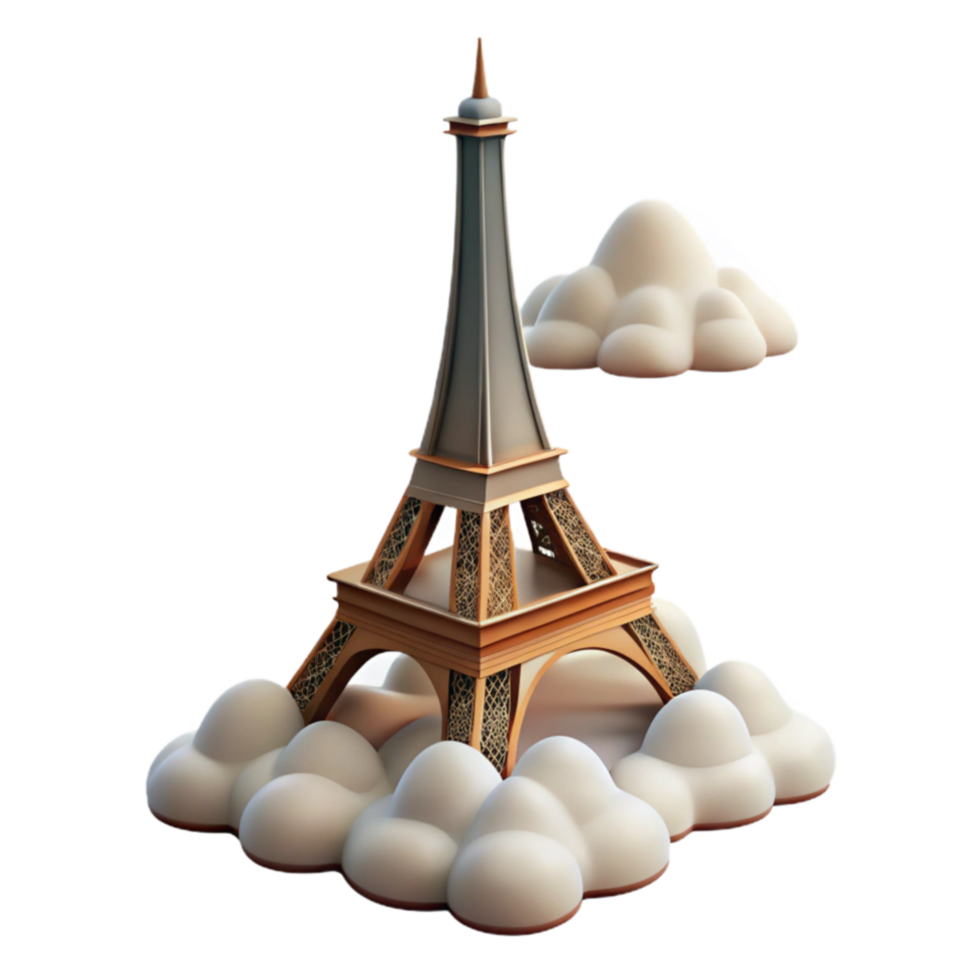 Eiffel Tower in the Clouds A 3D Render png
