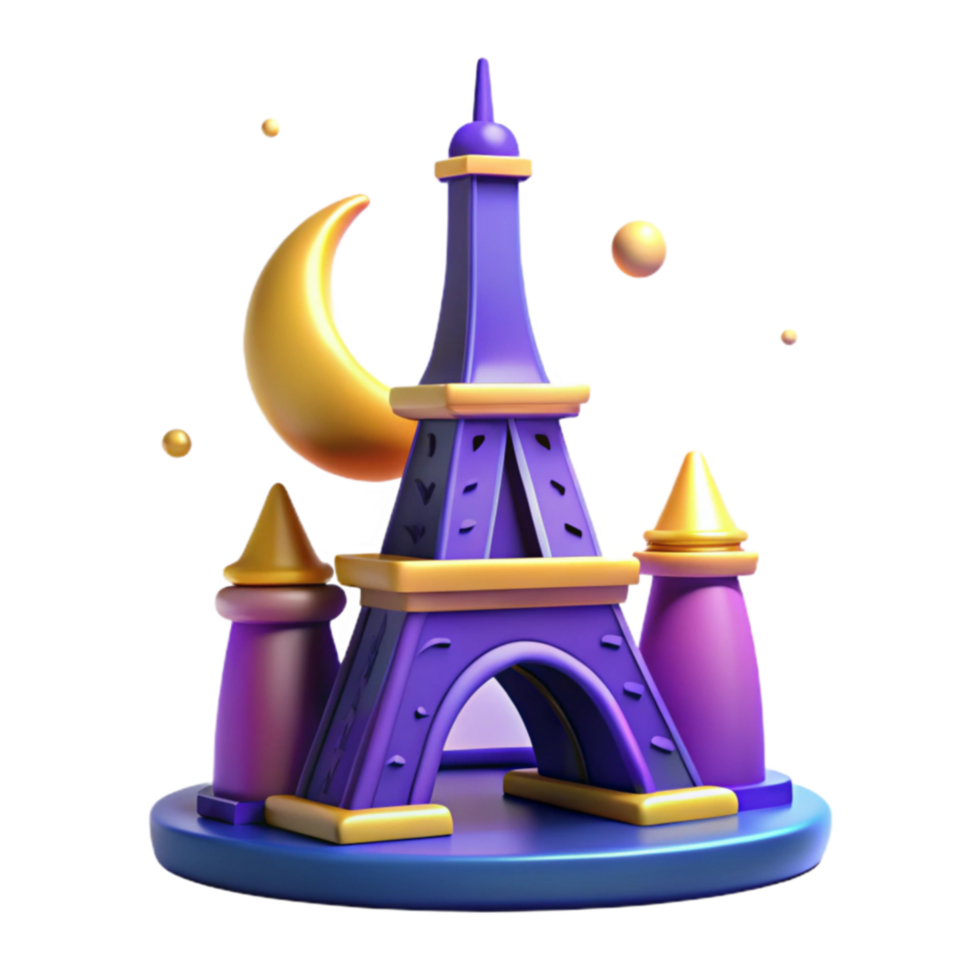 Nighttime Eiffel Tower 3D Render png