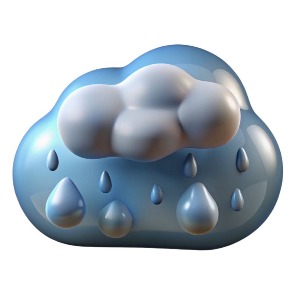 elegant vintage Rainy Cloud 3D Render of Precipitation high quality png