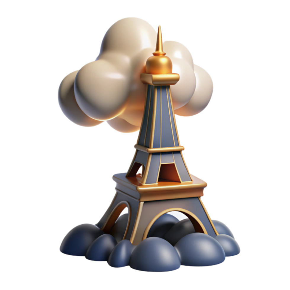 elegant classic Cloud-Based Tower Icon 3D Render original png