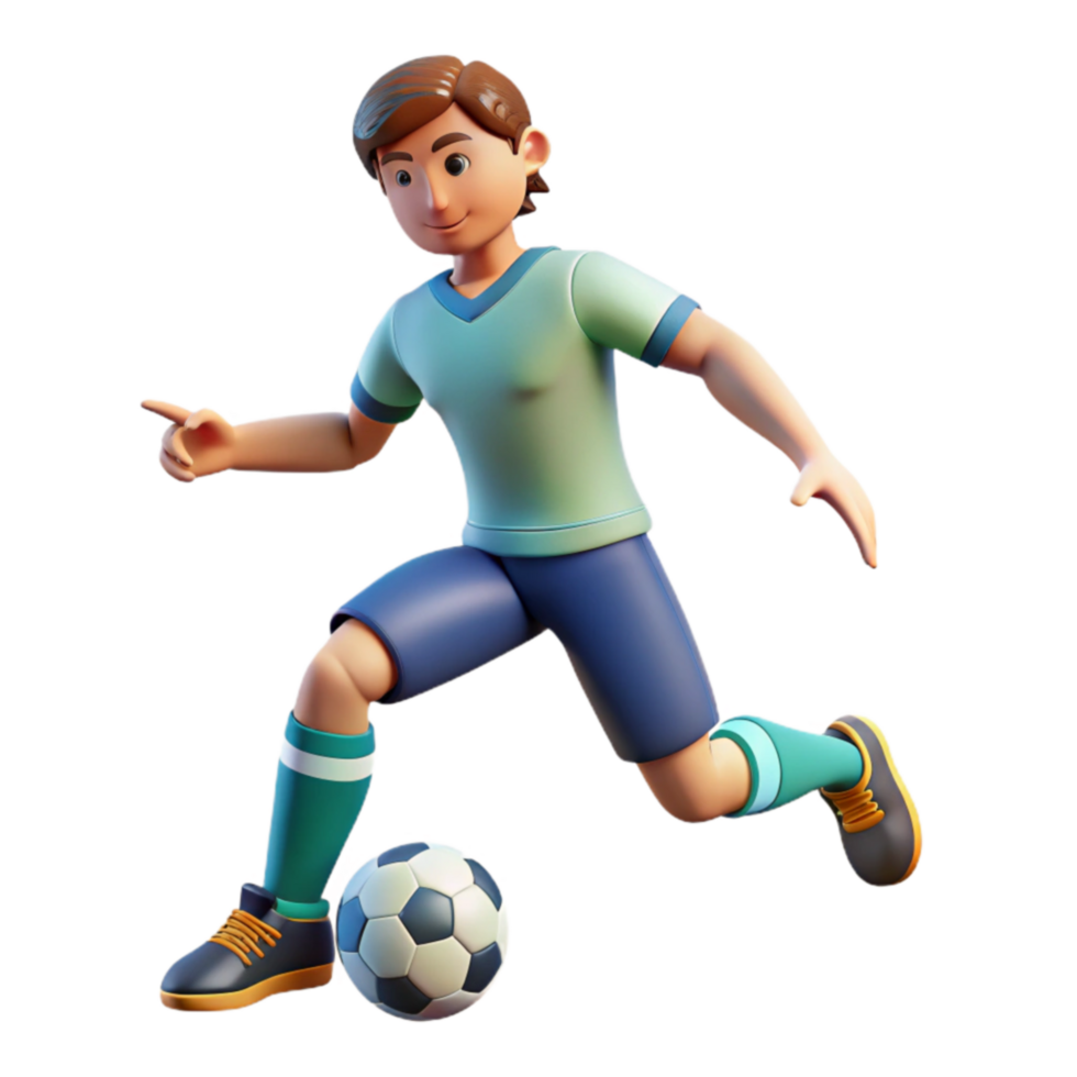 3D Cartoon Soccer Player Dribbling png
