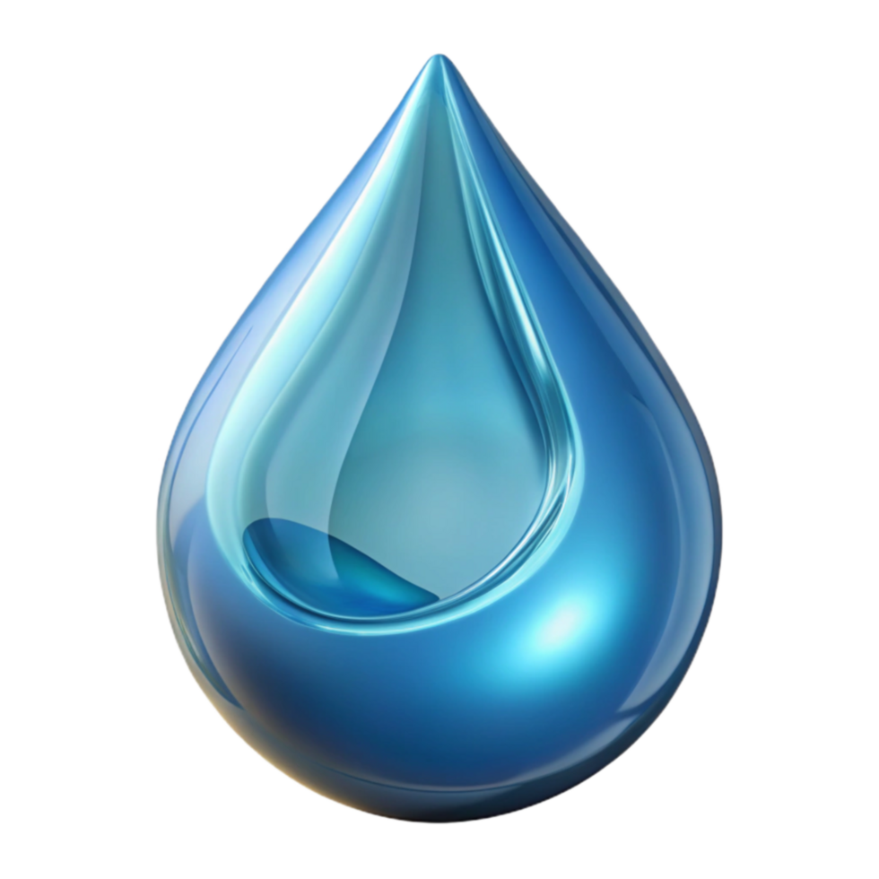 Liquid Drop 3D Render of a Blue Water Droplet png