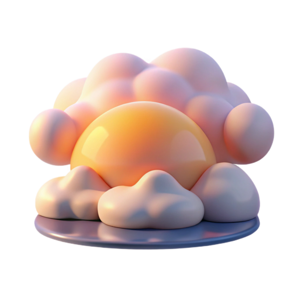 magnificent creative Sunset Cloudscape 3D Render of Abstract Sun and Clouds genuine png