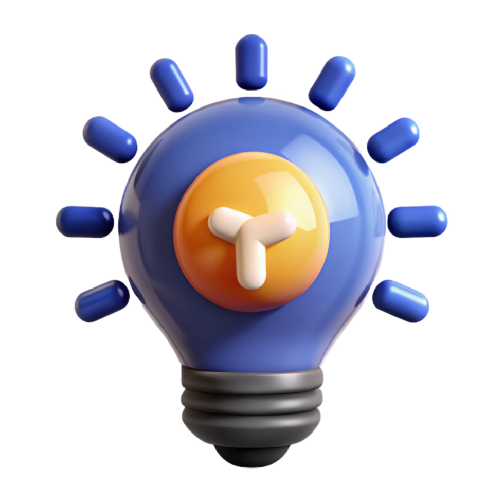 Innovative Ideas 3D Render of a Light Bulb Symbolizing Creativity and Solutions png