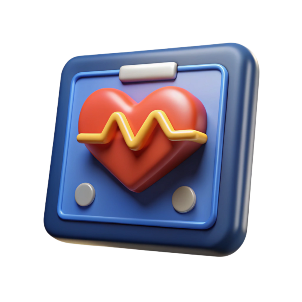 impressive classic Heart Rate Monitor App Icon 3D Digital Health Design high resolution png